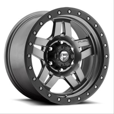 Fuel Off-Road Anza D558 Series Matte Gunmetal with Black Ring Wheels 18x9 Wheel, D558, Aluminum, Gray, 18 in. x 9.0 in., 5 x 5.00 in., 5.000 in. Backspace, Each