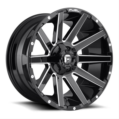 Fuel Off-Road Contra D615 Series Gloss Black Wheels with Milled Accents 20x9 Wheels, Contra, 5x5.55x150 NBL5.00 .01 110.3, NBL-Gloss BLK MIL
