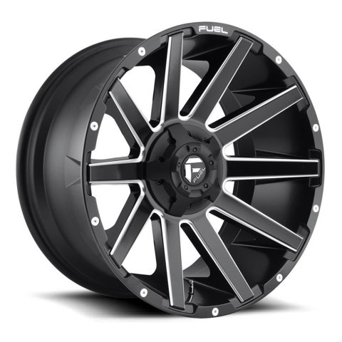 Fuel Off-Road Contra D616 Series Matte Black Wheels with Milled Accents 20x9 Wheel, Contra, 20 x 9, Black, Accents, 5 x 127mm Bolt Pattern, +20mm Offset, 5.790 in. Backspace, Each