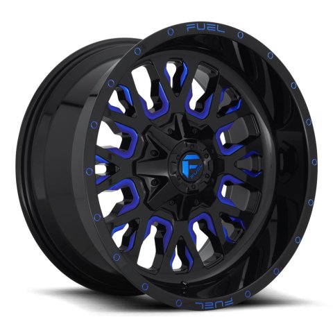 Fuel Off-Road Stroke D645 Series Gloss Black Wheels with Candy Blue Accents 18x9 Wheel, D645, 18 x 9, Aluminum, Black, Accents, 5 x 139.7mm Bolt Pattern, +20mm Offset, 5.790 in. Backspace, Each thumbnail 2