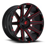 Fuel Off-Road Contra D643 Gloss Black Wheels with Candy Red Accents 20x9 Wheel, D643, 20 x 9, Aluminum, Black, Accent, 8 x 180mm Bolt Pattern, +1mm Offset, 5.040 in. Backspace, Each thumbnail 1
