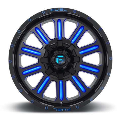 Fuel Off-Road Hardline D646 Gloss Black Wheels with Candy Blue Accents 18x9 Wheel, D646, 18 x 9, Aluminum, Black, Accent, 6 x 135mm Bolt Pattern, +2mm Offset, 5.080 in. Backspace, Each thumbnail 1