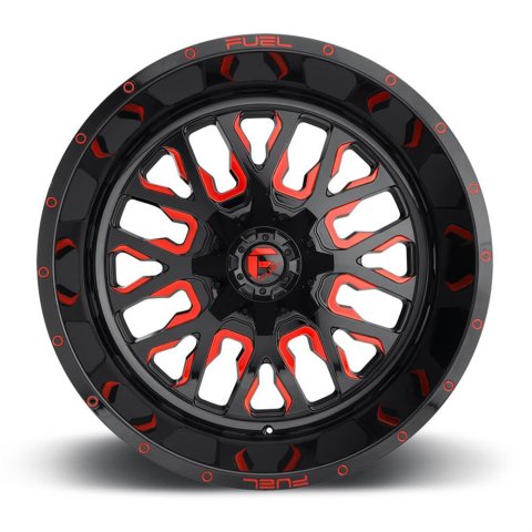 Fuel Off-Road Stroke D612 Series Gloss Black Wheels with Candy Red Accents 18x9 Wheel, Stroke, 18 x 9, Black, Accents, 8 x 180mm Bolt Pattern, +20mm Offset, 5.790 in. Backspace, Each