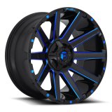 Fuel Off-Road Contra D644 Gloss Black Wheels with Candy Blue Accents 20x10 Wheel, D644, 20 x 10, Aluminum, Black, Accent, 8 x 180mm Bolt Pattern, -18mm Offset, 4.790 in. Backspace, Each thumbnail 2