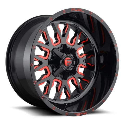 Fuel Off-Road Stroke D612 Series Gloss Black Wheels with Candy Red Accents 18x9 Wheel, Stroke, 18 x 9, Black, Accents, 6 x 135mm Bolt Pattern, +1mm Offset, 5.040 in. Backspace, Each thumbnail 2