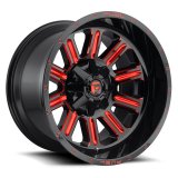 Fuel Off-Road Hardline D621 Series Gloss Black Wheels with Candy Red Accents 18x9 Wheel, Hardline, 18 x 9, Black, Accents, 5 x 139.7mm Bolt Pattern, +1mm Offset, 5.040 in. Backspace, Each thumbnail 2