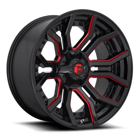 Fuel Off-Road Rage D712 Gloss Black Wheels with Candy Red Accents 20x10 Wheels, D712, 20 x 10, Aluminum, Black, Accents, 8 x 180mm Bolt Pattern, -18mm Offset, 4.790 in. Backspace, Each