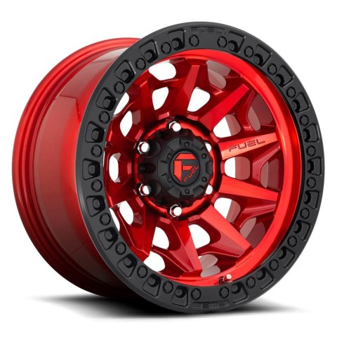 Fuel Off-Road Covert D695 Candy Red Wheels with Black Ring 17x9 Wheels, D695, 17 x 9, Aluminum, Red, Ring, 6 x 139.7mm Bolt Pattern, +1mm Offset, 5.040 in, Backspace, Each