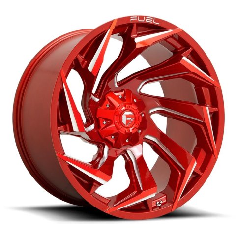 Fuel Off-Road Reaction D754 Candy Red Wheels with Milled Accents 20x9 REACTION 20X9 8X180 124.3 CRM 20MM