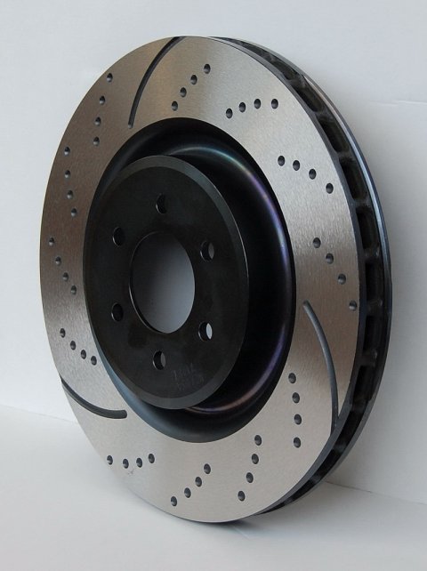 EBC 3GD Series Sport Rotors GD1816 Disc Brake Rotor, Sport, Carbon Iron, Black Zinc Plated, Slotted/Dimpled, BMW, Front, Pair