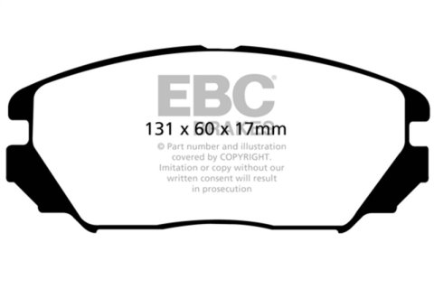 EBC Yellowstuff Brake Pads DP41757R Pads, Yellowstuff, Aramid Fiber, Front, Hyundai, Kia, Set thumbnail 2