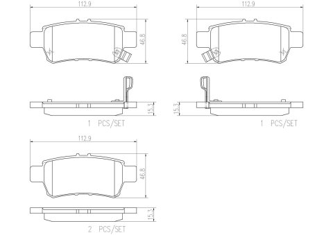 Brembo NAO Ceramic Brake Pads P28062N Pads, Brembo, Ceramic, Integrally Molded, Shims, For use on Honda®, Set