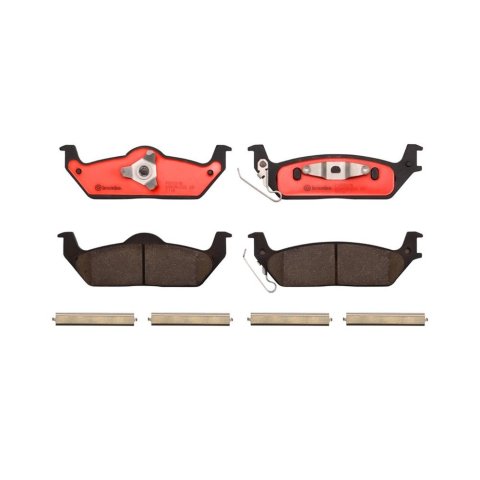 Brembo NAO Ceramic Brake Pads P56091N Pads, Brembo, Ceramic, Integrally Molded, Shims, with Hardware, Ford, Set