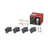 Brembo Low-Met Brake Pads P85020 Pads, Brembo, Semi-Metallic, Integrally Molded, Shims, with Hardware, Audi, Set thumbnail 1