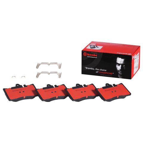 Brembo NAO Ceramic Brake Pads P83058N Pads, Brembo, Ceramic, Integrally Molded, Shims, with Hardware, Lexus, Set thumbnail 1
