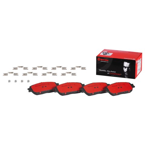 Brembo NAO Ceramic Brake Pads P83105N Pads, Brembo, Ceramic, Integrally Molded, Shims, with Hardware, Lexus, Set