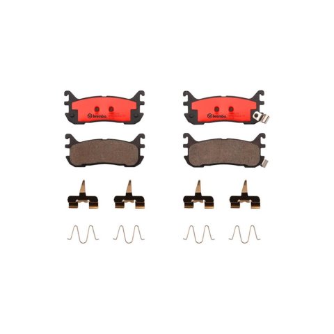 Brembo NAO Ceramic Brake Pads P49021N Pads, Brembo, Ceramic, Integrally Molded, Shims, with Hardware, Mazda, Set thumbnail 1