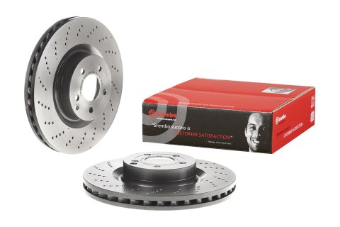 Brembo Prime UV Coated Brake Rotors for 2012-2015 C250, 2010-2017 E550 - 09.B746.61 Rotor, Brembo, Vented, Cross-Drilled Surface, 13.54 in. Diameter, Iron, UV-Coated, Mercedes-Benz, Each thumbnail 1