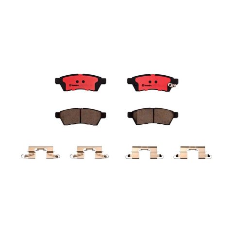 Brembo NAO Ceramic Brake Pads P56077N Pads, Brembo, Ceramic, Integrally Molded, Shims, with Hardware, For Nissan, Set