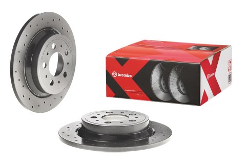Brembo Xtra Drilled Performance Rotors 08.7765.1X Brake Rotor, Brembo, Solid, Cross-Drilled Surface, 11.02 in. Diameter, Iron, UV-Coated, Volvo, Each thumbnail 1