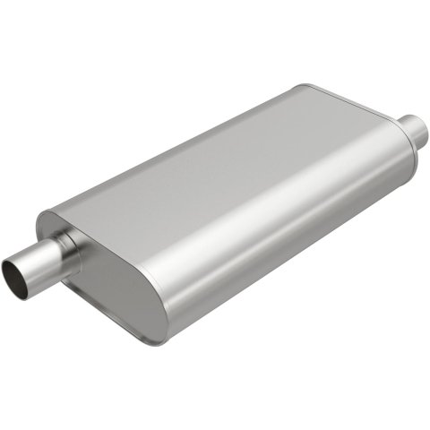 MagnaFlow Universal Steel 2 Inch Muffler 201-9012 Muffler, Universal, 2.00 in. Offset Inlet/Outlet, Oval, Steel, Aluminized, Each