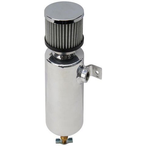 Allstar Performance Breather Tanks ALL36108 Oil BreatherTank, Dry Sump Breather, Round, Aluminum, Natural, Filtered Breather, Universal, Each