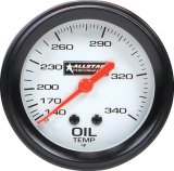 Allstar Performance Gauges ALL80097 Gauge, Allstar, Oil Temperature, 140-340 Degrees F, 2 5/8 in. Diameter, Analog, Full Sweep, Illuminated, Mechanical, White Face, Black Bezel, Each thumbnail 1
