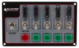 Allstar Performance Ignition Switch Panels ALL80138 Panel, Standard, Dash Mount, Aluminum, Brushed, 6 Toggle Switches, 7 in. Width, 4 in. Height thumbnail 2