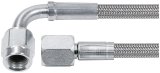 Allstar Performance Braided Steel Lines ALL46404-22 Brake Lines, Stainless Steel, - 4 AN, Straight, 90 Degree, Female Threads, 22.00 in. Length, Each thumbnail 1