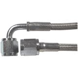 Allstar Performance Braided Steel Lines ALL46312-28 Brake Lines, Stainless Steel, -4 AN, Straight, 90 Degree, Female Threads, 28.00 in. Length, Each thumbnail 1