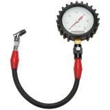 Allstar Performance Tire Gauges ALL44047 Pressure and Inflators, Analog, 0-30 psi, 4.0 in, Gauge, White Face, Glows-in-the-Dark, 14.0 in. Hose, Swivel Chuck, Bleed Valve, Each thumbnail 1