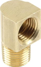 Allstar Performance Brake Fittings ALL50125 Fittings, Brass, Male 1/8 in. NPT to Female 3/16 in. Thread, Inverted Flare, 90 Degree, Set of 4 thumbnail 1