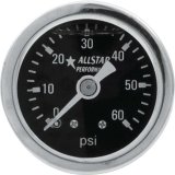 Allstar Performance Gauges ALL80204 Gauges, Pressure, Analog, Round, 0-60 psi, Black Face, White Numbers and Pointer, Polished Bezel, Liquid-filled, Mechanical, 1 1/2 in. Diameter, Each thumbnail 2