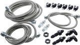 Allstar Performance Brake Line Hose Kits ALL42062 Hoses, Dirt Track Car, Late Model, Front Lines, Stainless/Rubber Lines, with Black Anodized Fittings, Clamps, Brackets, Kit thumbnail 1
