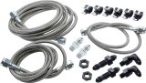 Allstar Performance Brake Line Hose Kits ALL42062 Hoses, Dirt Track Car, Late Model, Front Lines, Stainless/Rubber Lines, with Black Anodized Fittings, Clamps, Brackets, Kit thumbnail 2