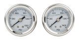 Allstar Performance Gauges ALL11026 Gauges, Brake Pressure, Analog, Round, 0-1,500 psi, White Face, Black Numbers and Pointer, Polished Bezel, Liquid-filled, Mechanical, Pair thumbnail 2