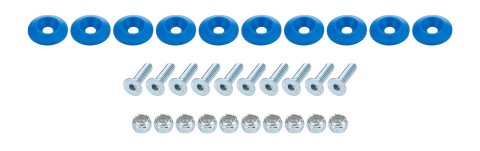 Allstar Performance Countersunk Bolt Kits ALL18683 Body Fasteners, Plastic Kit 1/4 in x 1 in, Blue