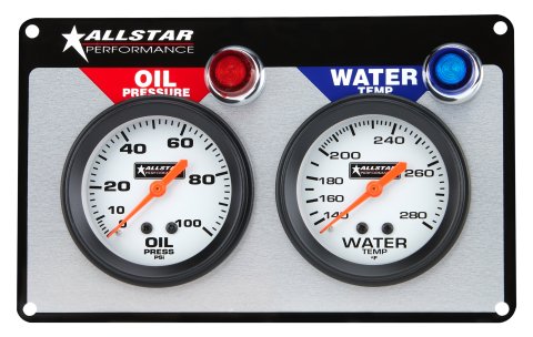 Allstar Performance Gauge Panel Kits ALL80090 Kit, Analog, Console, 2 5/8 in., Water Temperature, Oil Pressure, Kit thumbnail 1