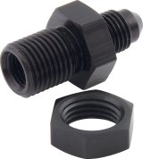 Allstar Performance Bulkhead Fittings ALL50105 Fitting, Straight, Aluminum, Black Anodized, -4 AN Male Threads, Bulkead Nut, Each thumbnail 1