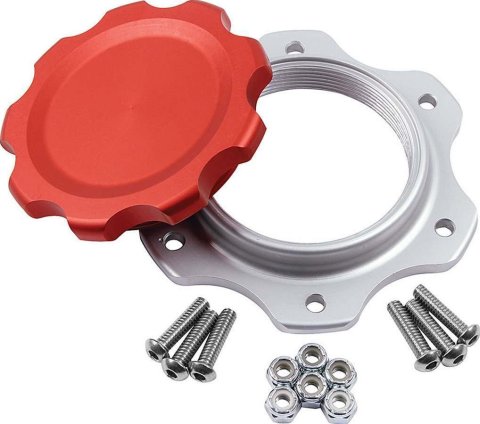 Allstar Performance Fill Plug Kits ALL40134 Kit, Billet Aluminum Cap, Bolt-On, Red Anodized, 3.00 in. Cap Diameter, Kit