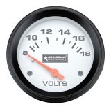 Allstar Performance Gauges ALL80099 Gauge, Allstar, Voltmeter, 8-18 V, 2 5/8 in. Diameter, Analog, Full Sweep, Illuminated, Electrical, White Face, Black Bezel, Each thumbnail 2