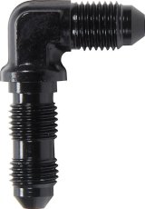 Allstar Performance Bulkhead Fittings ALL50095 Fitting, Bulkhead, Aluminum, Black Anodized, 90 Degree, -4 AN, Male Threads, Each thumbnail 1