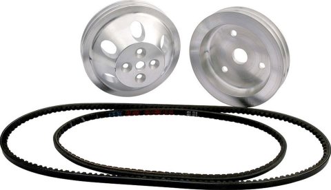 Allstar Performance 1:1 Ratio Pulley Kits ALL31080 Pulleys, V-Belt, Aluminum, Machined, Crankshaft, Water Pump, Chevy, Small Block, Short Water Pump, Kit thumbnail 1