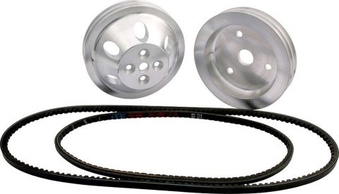Allstar Performance 1:1 Ratio Pulley Kits ALL31080 Pulleys, V-Belt, Aluminum, Machined, Crankshaft, Water Pump, Chevy, Small Block, Short Water Pump, Kit thumbnail 2