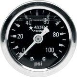 Allstar Performance Gauges ALL80206 Gauge, Fuel Pressure, 0-100 psi, 1 1/2 in., Liquid Filled, Black Face, 1/8 in. NPT, Each thumbnail 1