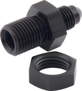 Allstar Performance Bulkhead Fittings ALL50104 Fitting, Straight, Aluminum, Black Anodized, -3 AN Male Threads, Bulkead Nut, Each thumbnail 1