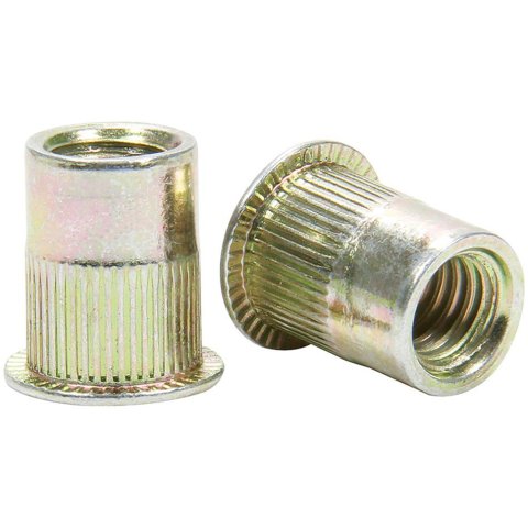 Allstar Performance Threaded Inserts ALL19465 Rivet Nuts and Inserts, Nutsert, 5/16 in.-18 Thread Size, 7/32 in. Hole Size, 0.690 Pre-Compressed Body Length, Steel, Zinc Plated, Set of 10