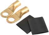 Allstar Performance Ring Terminals ALL76117 Battery Cable Teminal, Eyelet, 3/8 in., Brass, 2-Gauge, Pair thumbnail 1