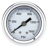 Allstar Performance Gauges ALL99345 Gauges, Brake Pressure, Analog, Round, 0-1,500 psi, White Face, Black Numbers and Pointer, Polished Bezel, Liquid-filled, 1 1/2 in. Diameter, Each thumbnail 2