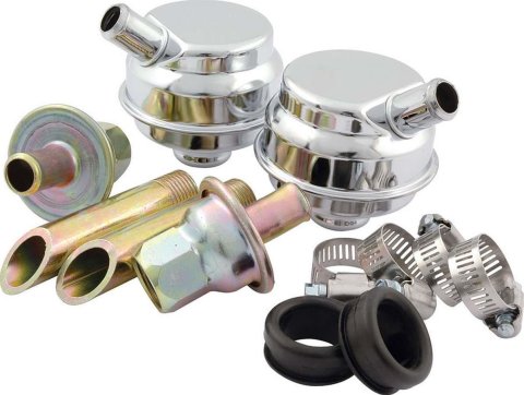 Allstar Performance Crankcase Evacuation Systems ALL34145 System, Steel, Chrome/Gold Iridited, Universal, Kit